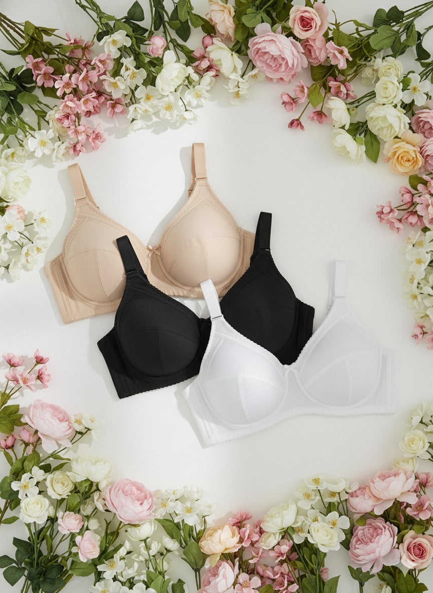 Liora Cotton not padded 3-Piece Bra Set