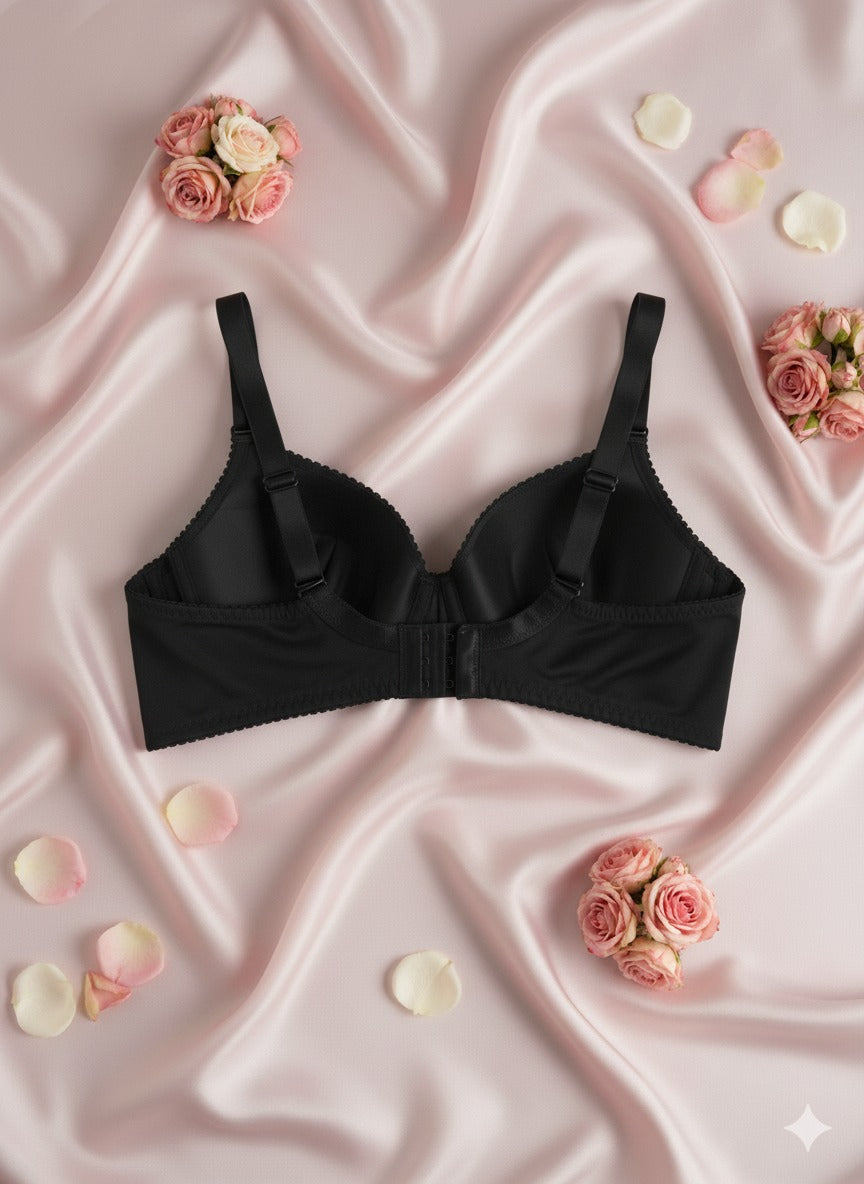 Liora Black Cotton non padded bra