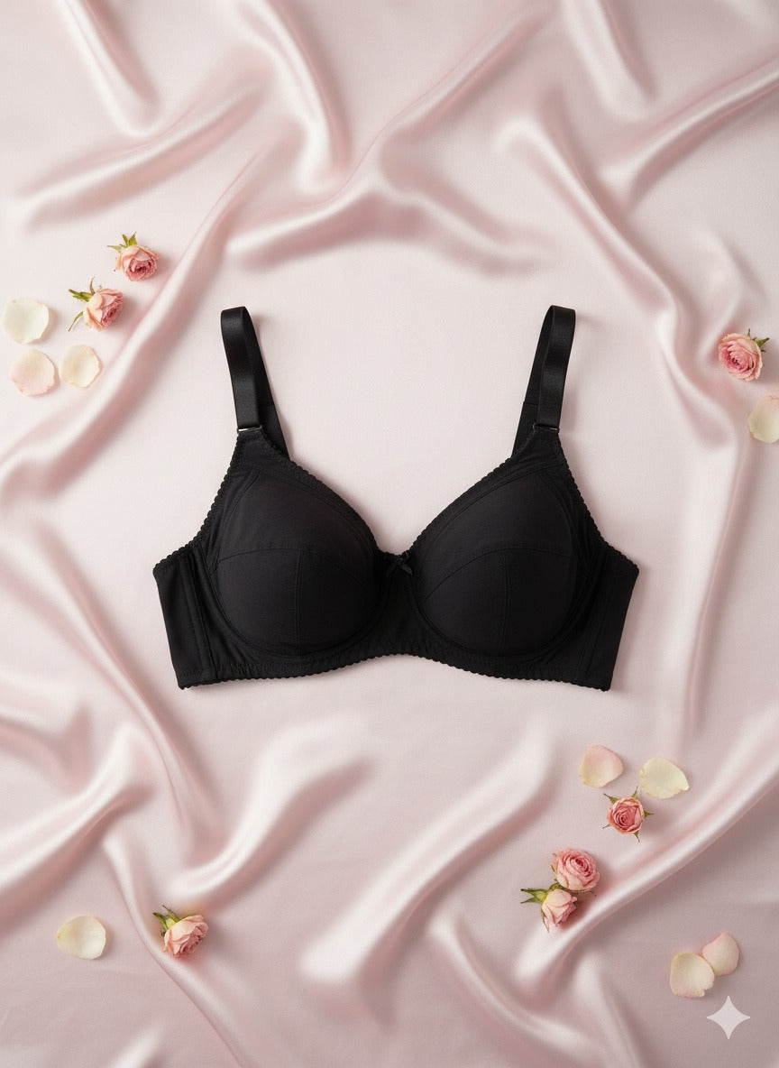 Liora Black Cotton non padded bra